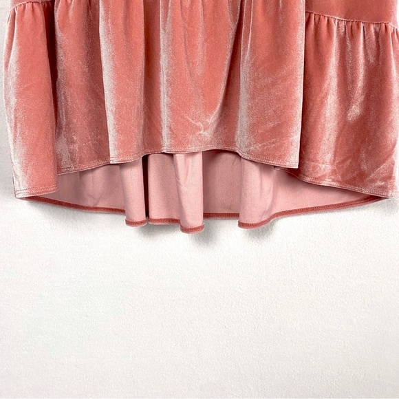 VELVET Dusty Pink Girls Babydoll Tiered Holiday Dress Stretchy V-Neck XL 14 - Picture 5 of 6